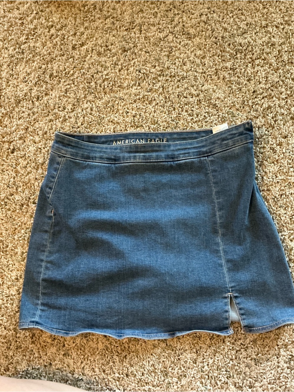 American Eagle Outfitters denim mini skort in blue with front slit
